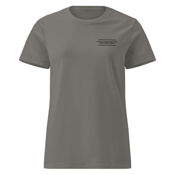Basic Softstyle T-Shirt für Damen "Dienstvorschriftendurchhalterin" – Bild 14