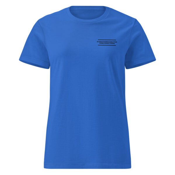 Basic Softstyle T-Shirt für Damen "Dienstvorschriftendurchhalterin" – Bild 6